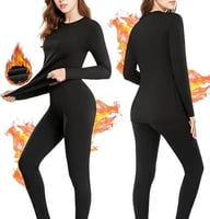 ملابس داخلية حرارية نسائية مبطنة بالصوف طبقة أساسي...