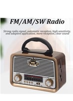 راديو كلاسيكي خشبي محمول بتقنية البلوتوث و USB بتص...