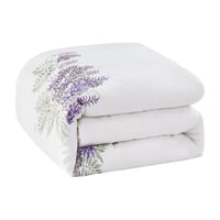 طقم مفرش بنفسج مطرز أنيق - مايكروفايبر