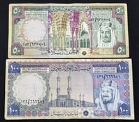 50+100ريال الملك خالد بن عبدالعزيز الحالة ممتازة