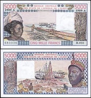 ساحل العاج فئة 5000 فرنك غرب أفريقيا اباوت انسر اص...