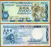 رواندا فئة 1000فرنك أنسر إصدار قديم (الثمانينيات)