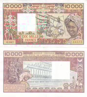 ساحل العاج فئة 10000 فرنك غرب أفريقيا اباوت انسر ا...