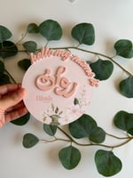 قطعة اسم اكريلك مع تصميم Apple Blossoms / مع كتابة...