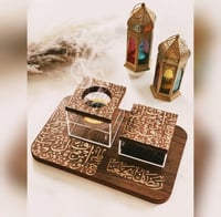 طقم مباخر خشب تنفيذ بلاسم واللوان حسب الطلب