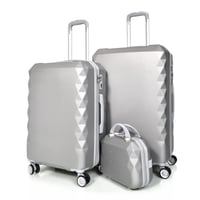 مورانو طقم شنط سفر فايبر 4 قطع سلفر