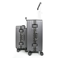 مورانو طقم شنط سفر فاخر قطعتين الامنيوم رمادي