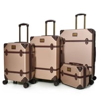 مورانو شنط سفر فايبر ثلاثة قطع مع مكياج ذهبي و بني