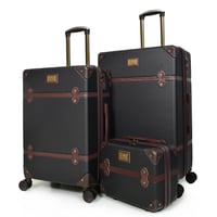 مورانو شنط سفر فايبر ثلاثة قطع مع مكياج أسود وبني