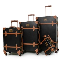 مورانو طقم شنط سفر كلاسيك جلد اربع قطع أسود