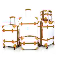 مورانو طقم شنط سفر كلاسيك من 5 قطع فايبر و جلد ابي...