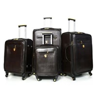 مورانو طقم شنطة سفر جلد كلاسيك سادة اربع قطع كوفي