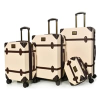 طقم شنط سفر من مورانو 4 قطع مع شنط مكياج فاخرة بيج