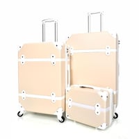 مورانو طقم شنط سفر كلاسيك من 5 قطع فايبر و جلد بيج...