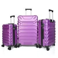 طقم شنط سفر مورانو 3 قطع فايبر بتصميم نمط مخطط بنف...