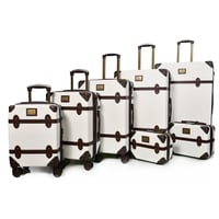 طقم شنط سفر كلاسيك مورانو من7 قطع فايبر و جلد بيج...