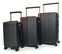 مورانو طقم شنط سفر فايب يد عريض ثلاثة قطع لون اسود