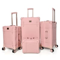 طقم شنط سفر كلاسيك جلد بلكامل مورانو اربع قطع وردي