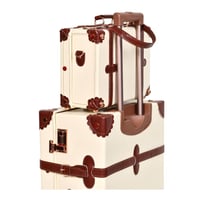 مورانو طقم شنط سفر جلد قطعتين مع مكياج لون بيج كاك...