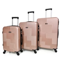 طقم شنط سفر من ويفز 3 قطع فايبر عصري روز