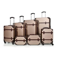 مورانو طقم شنط سفر فايبر خمسة قطع و شنطتين مكياج ذ...