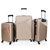 ويفز طقم شنط سفر 3 قطع فايبر فاخر مخطط عصري قولدن