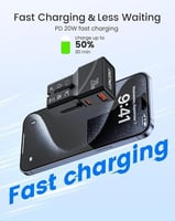 محول سفر عالمي صغير محمول بقوة 20 و مدخل (USB-C) و...