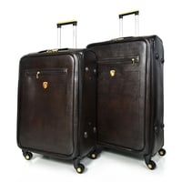 مورانو طقم شنطة سفر جلد كلاسيك سادة اربع قطع كوفي