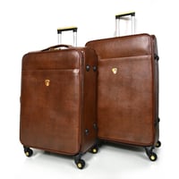 مورانو طقم شنطة سفر جلد كلاسيك سادة اربع قطع بني غ...