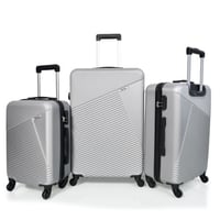 ويفز طقم شنط سفر 3 قطع فايبر فاخر مخطط عصري سلفر