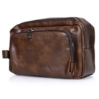 شنطة يد جلد بمقبض معصم مع فتحة داخلية للنقود والبط...