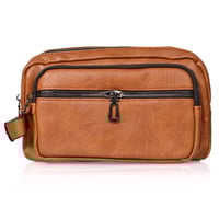 شنطة يد جلد بمقبض معصم مع فتحة داخلية للنقود والبط...