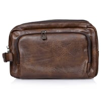 شنطة يد جلد بمقبض معصم مع فتحة داخلية للنقود والبط...