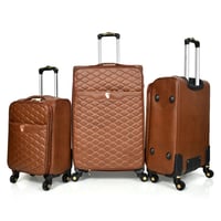 مورانو طقم شنطة سفر جلد اربع قطع بني