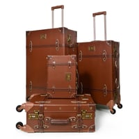 مورانو طقم شنط سفر كلاسيك جلد بلكامل اربع قطع بني