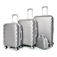 مورانو طقم شنط سفر فايبر 4 قطع سلفر