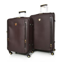 مورانو شنطة سفر جلد كلاسيك سادة اربع قطع بني