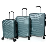 طقم شنط سفر مورانو فايبر 3 قطع شكل هندسي أخضر