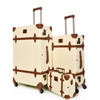 مورانو طقم شنط سفر كلاسيك جلد اربع قطع بيج كاكي