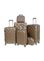 مورانو طقم شنط سفر فايبر بسحاب توسعة 6 قطع ذهبي