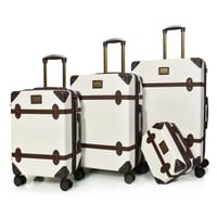 طقم شنط سفر من مورانو 4 قطع مع شنط مكياج فاخرة ابي...