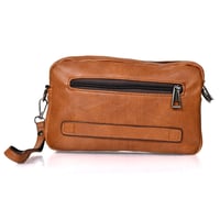 شنطة يد جلد بمقبض معصم مع فتحة داخلية للنقود والبط...