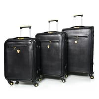 مورانو طقم شنطة سفر جلد كلاسيك سادة اربع قطع اسود