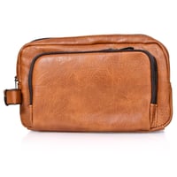 شنطة يد جلد بمقبض معصم مع فتحة داخلية للنقود والبط...