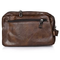 شنطة يد جلد بمقبض معصم مع فتحة داخلية للنقود والبط...