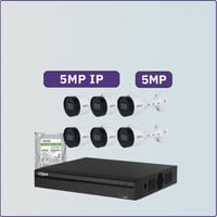 كاميرات مراقبة IP شبكية - 5 ميجابكسل - 6 كاميرات م...
