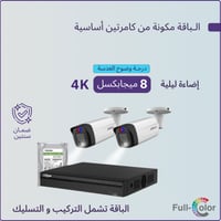 2 كاميرات مراقبة - 8 ميجابكسل بلس تصوير ليلي ملون...