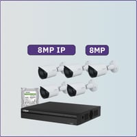 كاميرات مراقبة IP شبكية - 8 ميجابكسل - 5 كاميرات م...