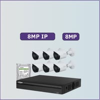 كاميرات مراقبة IP شبكية - 8 ميجابكسل - 6 كاميرات م...