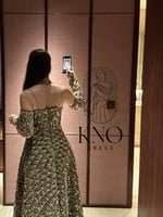 فستان سهرة طويل تل أخضر فاخر مع شك براق وأكمام منف...